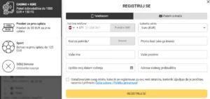 Prikaz formulara za registraciju na Betandyou gdje se bira bonus dobrodošlice i unosi promo kod BOSNA130 u označeno polje.