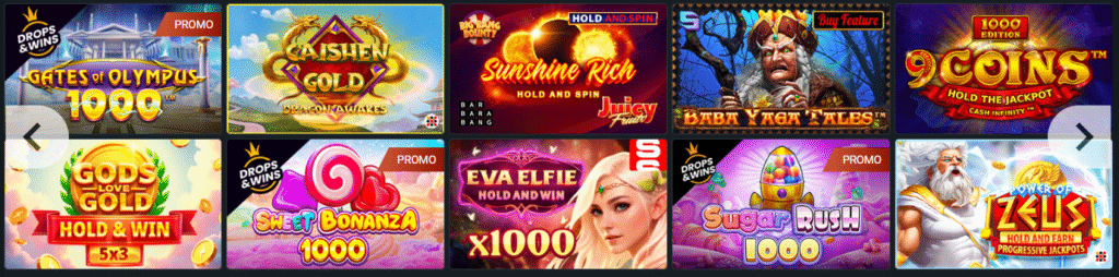 Prikaz Betandyou biblioteke slot igara sa filterima za provajdere i popularnim naslovima poput Gates of Olympus.